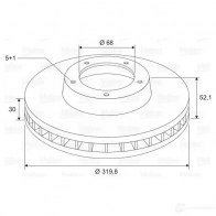 Тормозной диск VALEO CKOW 2 3276421976621 197662 Audi A6 (C7) 4 Универсал 1.8 Tfsi 190 л.с. 2014 – 2018