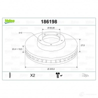 Тормозной диск VALEO 219604 DF336 186198 DF 336 - Изображение 2