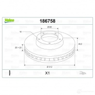 Тормозной диск VALEO 219990 3276421862870 L558 M 186758 - Изображение 2