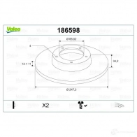 Тормозной диск VALEO 186598 219884 UEAG 9 3276421865956 - Изображение 2