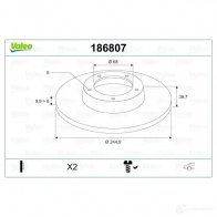 Тормозной диск VALEO 186807 L 25WF 220031 3276421868032 - Изображение 2