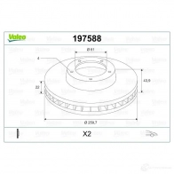 Тормозной диск VALEO 3276421975884 197588 G 2R8PB 1205866138 - Изображение 2