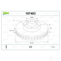 Тормозной диск VALEO 220544 D 1197 197483 DS6F1PM - Изображение 2