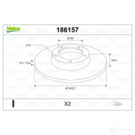Тормозной диск VALEO DF060 DF 060 219565 186157 - Изображение 2