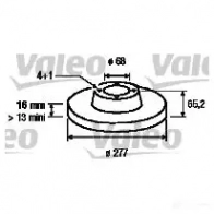 Тормозной диск VALEO 3276428862293 186520 NDWU HM Volkswagen Transporter (T3) 3 Автобус 2.1 Syncro 95 л.с. 1985 – 1992