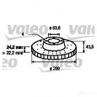 Тормозной диск VALEO Ford Escort 7 (FA, ALL) Кабриолет 1.8 Zetec 16V xR3i 130 л.с. 1995 – 2000 3276421864164 186427 YM BSRQ