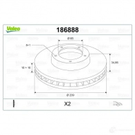 Тормозной диск VALEO 3276421868803 DOR7W K 186888 220102 - Изображение 2
