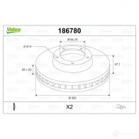 Тормозной диск VALEO 3276421867189 220008 UKI 2BN 186780 - Изображение 2