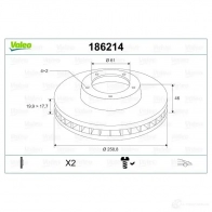 Тормозной диск VALEO 3276421862139 186214 C N2A5 219620 - Изображение 2