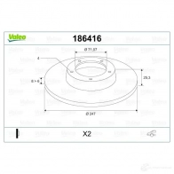 Тормозной диск VALEO 186416 219724 U2KV C 3276421863785 - Изображение 2