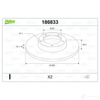 Тормозной диск VALEO 220051 3CRJWC9 D 649 186833 - Изображение 2