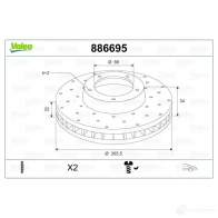 Тормозной диск VALEO 1206248438 886695 3276421970049 S D9A0G - Изображение 2
