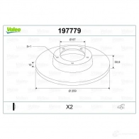 Тормозной диск VALEO D 1508 NLW196 1424231016 197779 - Изображение 2