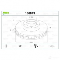 Тормозной диск VALEO 3276421868742 W QJV2V 186879 220093 - Изображение 2