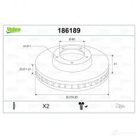 Тормозной диск VALEO 186189 DF240 219595 DF 240 - Изображение 2