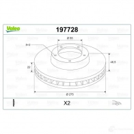 Тормозной диск VALEO 1424230973 D 1457 197728 U05O4 - Изображение 2