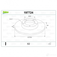 Тормозной диск VALEO 197724 9U8RH69 D 1453 1424230970 - Изображение 2