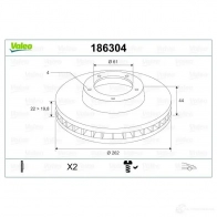 Тормозной диск VALEO 186304 DF851 DF 851 219702 - Изображение 2