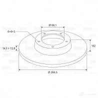 Тормозной диск VALEO 186170 DF 057 DF057 219577