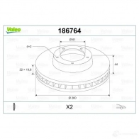Тормозной диск VALEO 3276421866885 186764 219994 3UZU X6 - Изображение 2