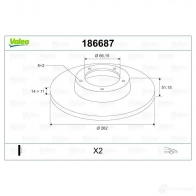 Тормозной диск VALEO 3276421866878 EY2E GL 219928 186687 - Изображение 2