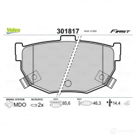 Тормозные колодки дисковые, комплект VALEO 223673 JFF L6V7 3276423018176 301817 - Изображение 2