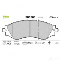 Тормозные колодки дисковые, комплект VALEO 301361 223502 I 8LJJ 3276423013614 - Изображение 2