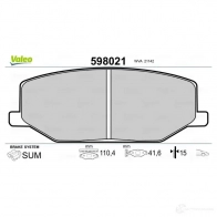 Тормозные колодки дисковые, комплект VALEO 211 42 8JD6QK 598021 232580 - Изображение 2