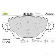 Тормозные колодки дисковые, комплект VALEO 380I F 301434 223521 3276423014345 - Изображение 2