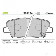 Тормозные колодки дисковые, комплект VALEO 3276423011344 1 BDVHS 301134 223439 - Изображение 6