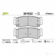 Тормозные колодки дисковые, комплект VALEO 223721 301932 3N ZWS9N 3276423019326 - Изображение 2