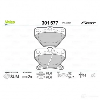 Тормозные колодки дисковые, комплект VALEO 301577 B PBCR0P 223584 3276423015779 - Изображение 2
