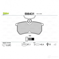 Тормозные колодки дисковые, комплект VALEO 598431 2335 3 K9W7Z8 232904 - Изображение 2