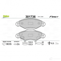 Тормозные колодки дисковые, комплект VALEO ZY JKW 3276423017360 223643 301736 - Изображение 2