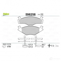 Тормозные колодки дисковые, комплект VALEO 598258 232775 208 87 GLADJJ - Изображение 2