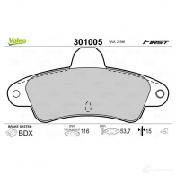 Тормозные колодки дисковые, комплект VALEO 223361 I8 URM 3276423010057 301005 - Изображение 2
