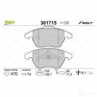 Тормозные колодки дисковые, комплект VALEO 4 98AD 223634 301715 3276423017155 - Изображение 5