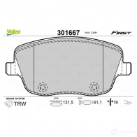 Тормозные колодки дисковые, комплект VALEO 3276423016677 3LIL LT 301667 223617 - Изображение 2