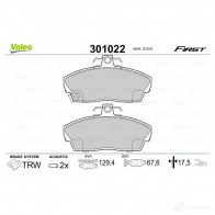 Тормозные колодки дисковые, комплект VALEO 3276423010224 301022 223378 G7 P6YC - Изображение 2