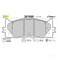Тормозные колодки дисковые, комплект VALEO LVRY 56 3276423018909 301890 223708 - Изображение 2