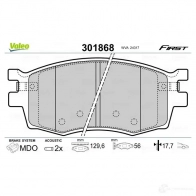 Тормозные колодки дисковые, комплект VALEO 301868 T ILUM1 223698 3276423018688 - Изображение 2