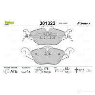 Тормозные колодки дисковые, комплект VALEO JVQ1 W94 3276423013225 301322 223488 - Изображение 2