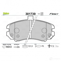 Тормозные колодки дисковые, комплект VALEO 0SZ Z40 301739 3276423017391 223646 - Изображение 2