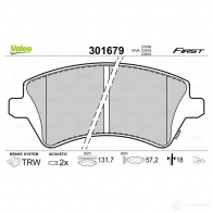 Тормозные колодки дисковые, комплект VALEO 223624 301679 3276423016790 U5KJI D9 - Изображение 2