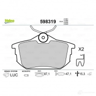Тормозные колодки дисковые, комплект VALEO A0V6O 598319 232818 2186 1 - Изображение 2
