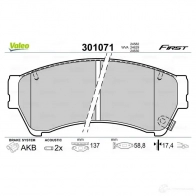 Тормозные колодки дисковые, комплект VALEO 223418 301071 3276423010712 C JSB62G - Изображение 2