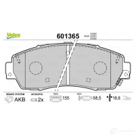 Тормозные колодки дисковые, комплект VALEO 601365 H P7QYE 233654 3276426013659 - Изображение 2