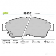 Тормозные колодки дисковые, комплект VALEO 233018 21 601 598551 3Y6ALP - Изображение 2