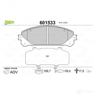 Тормозные колодки дисковые, комплект VALEO 1206093376 PCRND EX 3276426015332 601533 - Изображение 2