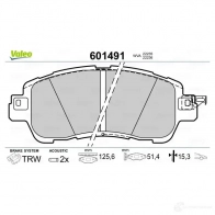 Тормозные колодки дисковые, комплект VALEO 601491 PGO1L AC 233679 3276426014915 - Изображение 2